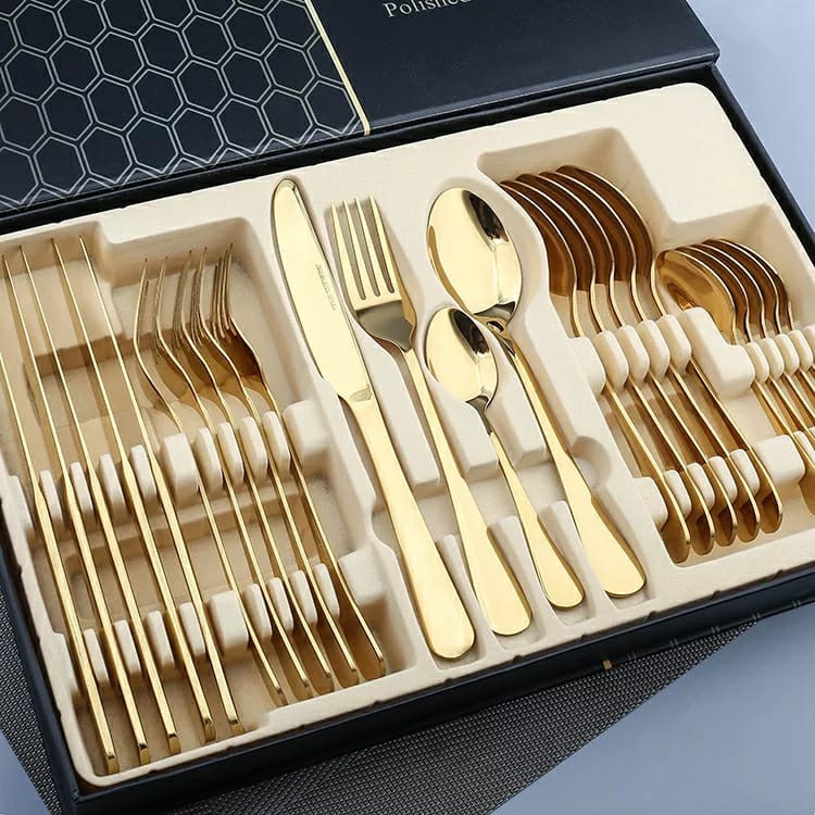 24 pcs gold cutlery set