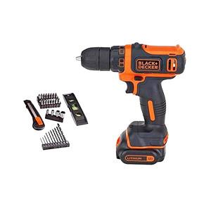 10.8v Cordless Compact Electric Drill Driver Black+Decker 1.5ah Lithium- Ion BDCDD12-GB